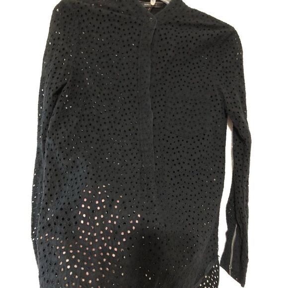 BCBG MaxAzria Lola BLACK Eyelet Blouse - Picture 3 of 8